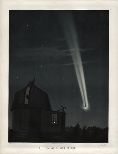 The Great Comet of 1881 (Comet C/1881 K1). Observed on the Night of June 25-26 at 1h. 30m. A.M. (Plate XI from The Trouvelot Astronomical Drawings 1881) by Étienne Léopold Trouvelot
